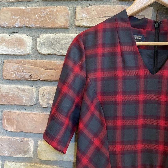 pendleton Plaid Wool MIDI Fit & Flare Dress Nwt 10 Red Olive Green - Picture 4 of 16